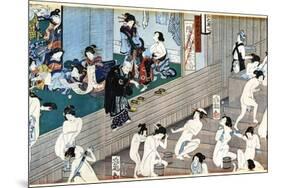 A Bath House Scene, Japan-Yoshiiku-Mounted Giclee Print