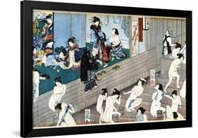 A Bath House Scene, Japan-Yoshiiku-Framed Giclee Print