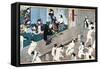 A Bath House Scene, Japan-Yoshiiku-Framed Stretched Canvas