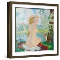 A Bather, 1921-Boris Michaylovich Kustodiev-Framed Giclee Print