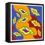 A Batik Pattern with a Colorful Background-mazhul-Framed Stretched Canvas
