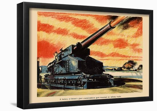 A Battery of Britain's Giant Coastal-Defence Guns WWII War Propaganda Art Print Poster-null-Framed Poster