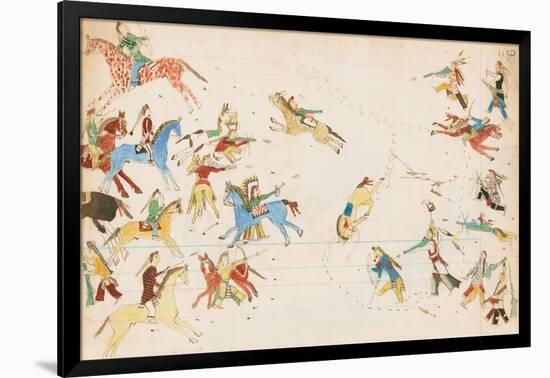 A Battle Between the Crow and Cheyenne Tribes, 1874-75-null-Framed Giclee Print