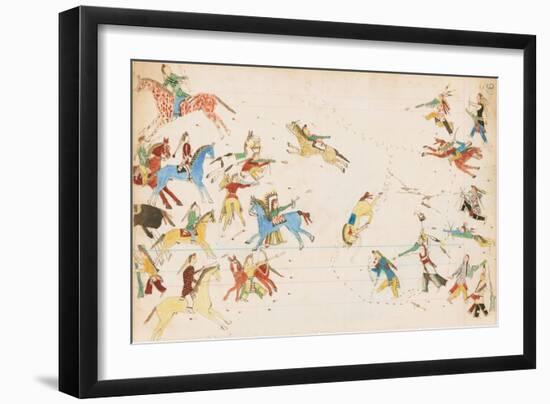 A Battle Between the Crow and Cheyenne Tribes, 1874-75-null-Framed Giclee Print