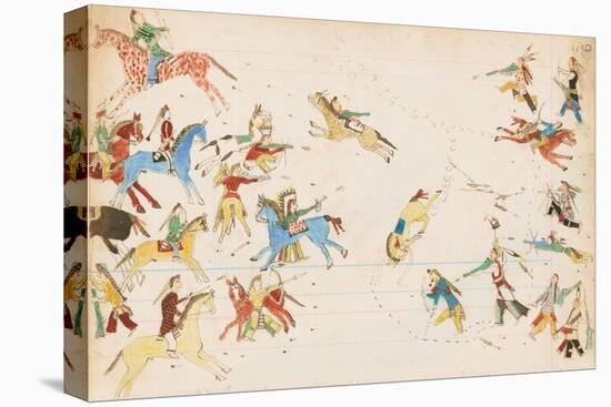 A Battle Between the Crow and Cheyenne Tribes, 1874-75-null-Stretched Canvas