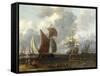 A Battle Offshore, 17th Century-Abraham Storck-Framed Stretched Canvas