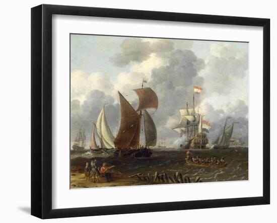 A Battle Offshore, 17th Century-Abraham Storck-Framed Giclee Print