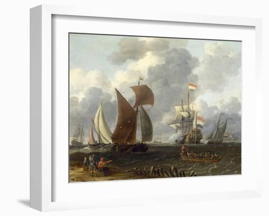 A Battle Offshore, 17th Century-Abraham Storck-Framed Giclee Print