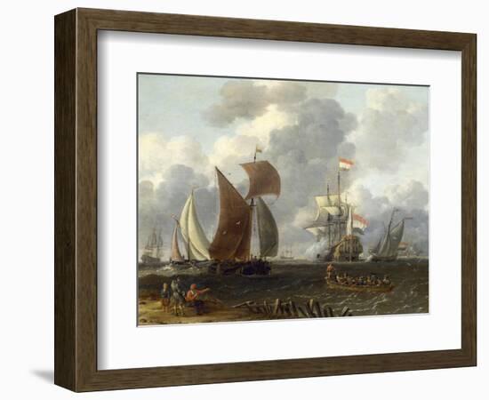 A Battle Offshore, 17th Century-Abraham Storck-Framed Giclee Print