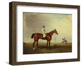 A Bay Racehorse with a Jockey Up on a Racehorse-Lambert Marshall-Framed Giclee Print