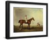 A Bay Racehorse with a Jockey Up on a Racehorse-Lambert Marshall-Framed Giclee Print