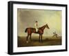 A Bay Racehorse with a Jockey Up on a Racehorse-Lambert Marshall-Framed Giclee Print