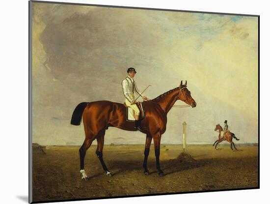 A Bay Racehorse with a Jockey Up on a Racehorse-Lambert Marshall-Mounted Giclee Print