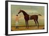 A Bay Racehorse with his Jockey on a Racecourse-Daniel Quigley-Framed Giclee Print