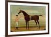 A Bay Racehorse with his Jockey on a Racecourse-Daniel Quigley-Framed Giclee Print