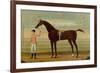 A Bay Racehorse with his Jockey on a Racecourse-Daniel Quigley-Framed Giclee Print