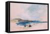 A Bay, with Blue Water and Figures in the Foreground (W/C on Paper)-Hercules Brabazon Brabazon-Framed Stretched Canvas