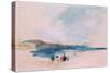 A Bay, with Blue Water and Figures in the Foreground (W/C on Paper)-Hercules Brabazon Brabazon-Stretched Canvas