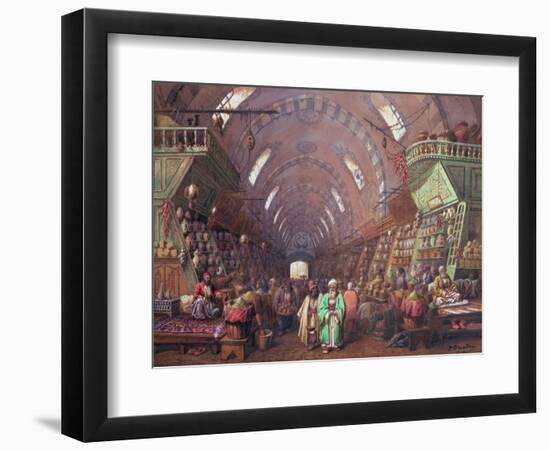 A Bazaar in Constantinople, 1873-Jean Brindesi-Framed Giclee Print