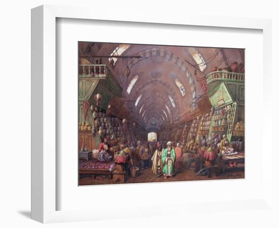 A Bazaar in Constantinople, 1873-Jean Brindesi-Framed Giclee Print