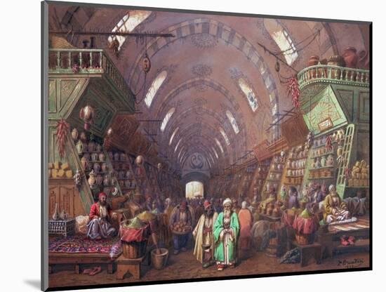 A Bazaar in Constantinople, 1873-Jean Brindesi-Mounted Giclee Print