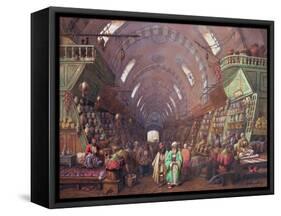 A Bazaar in Constantinople, 1873-Jean Brindesi-Framed Stretched Canvas