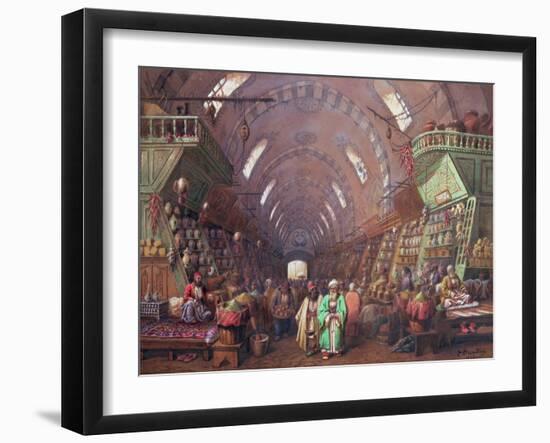 A Bazaar in Constantinople, 1873-Jean Brindesi-Framed Giclee Print