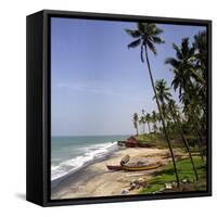 A Beach in Kerala, India, with Two Small Fishing Boats-PaulCowan-Framed Stretched Canvas