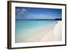 A Beach View at Half Moon Cay, with Golden Sands and Bright Blue Sea-Natalie Tepper-Framed Photo