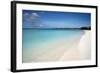 A Beach View at Half Moon Cay, with Golden Sands and Bright Blue Sea-Natalie Tepper-Framed Photo