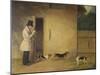 A Beagler Standing at the Door of the Kennels Calling Out the Beagles-William J. Pringle-Mounted Giclee Print