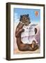 A Bear Wearing Spectacles and Smoking a Cigar-German School-Framed Giclee Print
