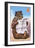 A Bear Wearing Spectacles and Smoking a Cigar-German School-Framed Giclee Print