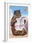 A Bear Wearing Spectacles and Smoking a Cigar-German School-Framed Giclee Print