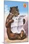 A Bear Wearing Spectacles and Smoking a Cigar-German School-Mounted Giclee Print