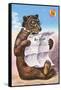 A Bear Wearing Spectacles and Smoking a Cigar-German School-Framed Stretched Canvas