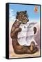 A Bear Wearing Spectacles and Smoking a Cigar-German School-Framed Stretched Canvas