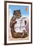 A Bear Wearing Spectacles and Smoking a Cigar-German School-Framed Giclee Print