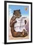 A Bear Wearing Spectacles and Smoking a Cigar-German School-Framed Giclee Print