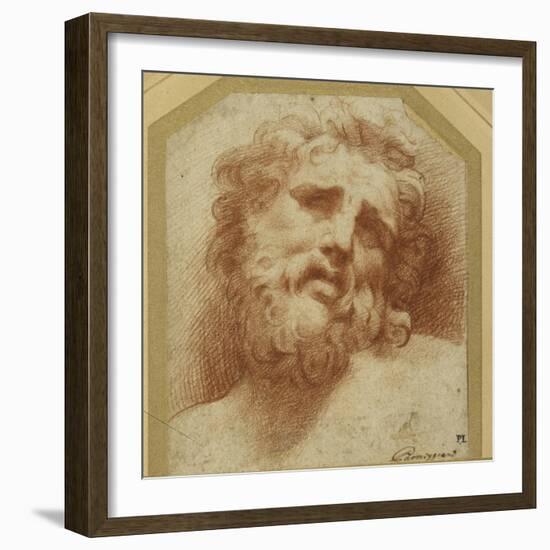 A Bearded Head, Looking Up (Possibly Laocoon)-Parmigianino-Framed Giclee Print