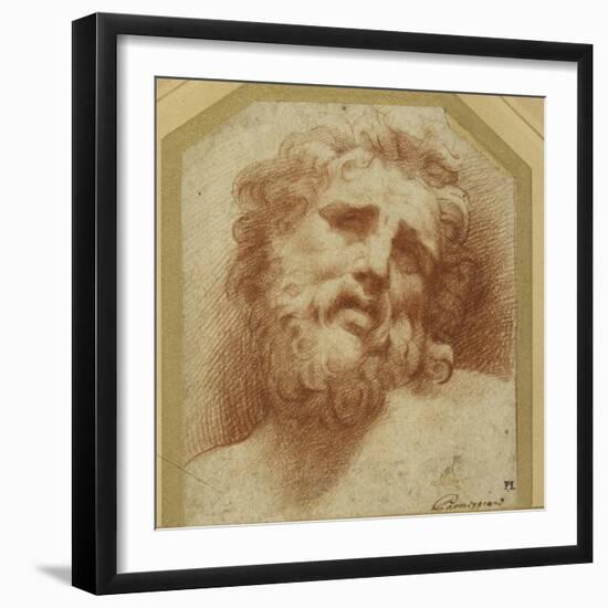 A Bearded Head, Looking Up (Possibly Laocoon)-Parmigianino-Framed Giclee Print