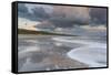 A beautiful cloudscape and wild sea at Waxham, Norfolk, England, United Kingdom, Europe-Jon Gibbs-Framed Stretched Canvas