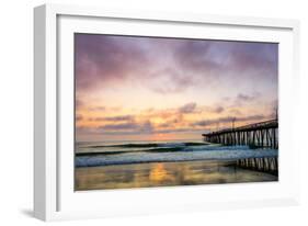 A Beautiful Cloudy Sunrise Captured at the Virginia Beach Fishing Pier-Scottymanphoto-Framed Photographic Print