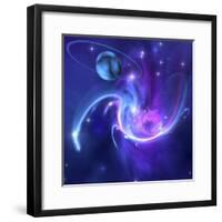 A Beautiful Nebula And a Ringed Planet-Stocktrek Images-Framed Photographic Print