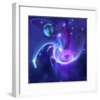 A Beautiful Nebula And a Ringed Planet-Stocktrek Images-Framed Photographic Print