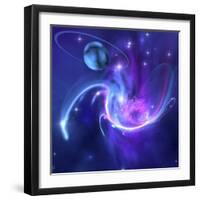 A Beautiful Nebula And a Ringed Planet-Stocktrek Images-Framed Photographic Print