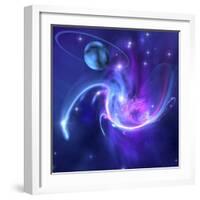 A Beautiful Nebula And a Ringed Planet-Stocktrek Images-Framed Photographic Print