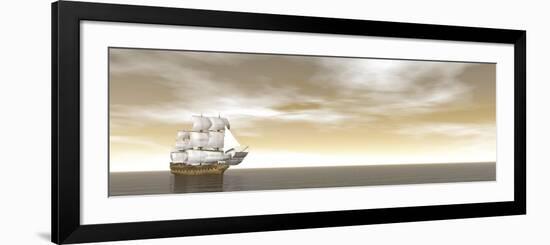 A Beautiful Old Merchant Ship Sailing in the Ocean-null-Framed Premium Giclee Print