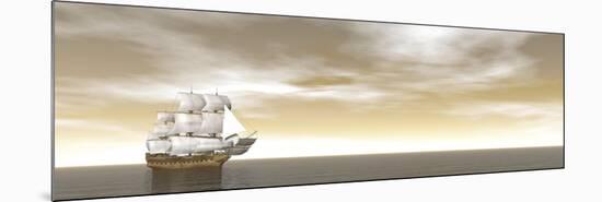 A Beautiful Old Merchant Ship Sailing in the Ocean-null-Mounted Premium Giclee Print