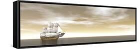 A Beautiful Old Merchant Ship Sailing in the Ocean-null-Framed Stretched Canvas
